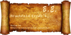 Brachfeld Ernák névjegykártya